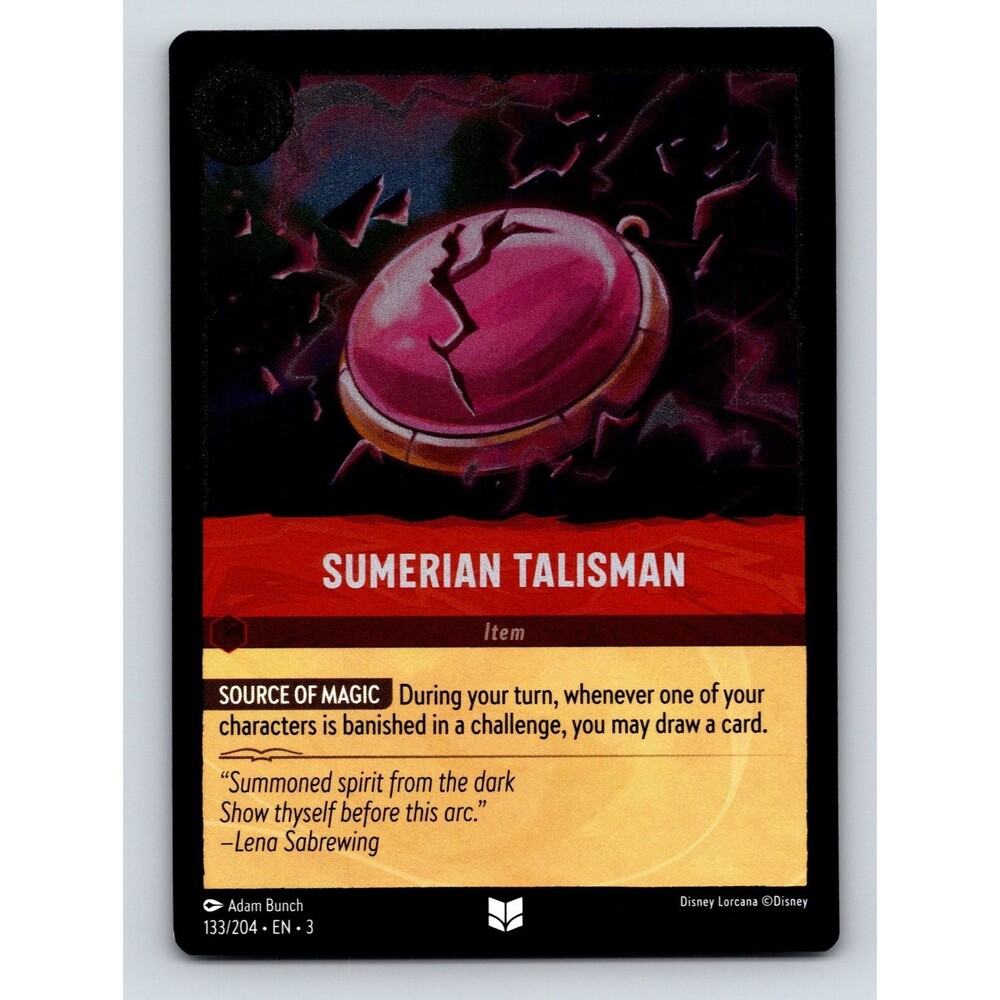 Sumerian Talisman Item Source Of Magic Rarity Dark Colorful Disney Lorcana